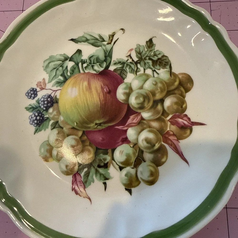 Rochard Limoges Dessert/salad Plates Fruit Design made in France Signed set of 4